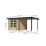 Gartenhaus-Set 'Komet 3,5 A' Fichtenholz naturbelassen / anthrazit mit Anbaudach 2,35 m breit 454,5 x 209 x 242,5 cm