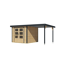 Gartenhaus-Set 'Komet 3,5 A' Fichtenholz naturbelassen / anthrazit mit Anbaudach 2,35 m breit 454,5 x 209 x 242,5 cm