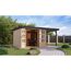 Gartenhaus-Set 'Komet 3,5 A' Fichtenholz naturbelassen / anthrazit mit Anbaudach 2,35 m breit 454,5 x 209 x 242,5 cm