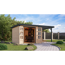 Gartenhaus-Set 'Komet 3,5 A' Fichtenholz naturbelassen / anthrazit mit Anbaudach 2,35 m breit 454,5 x 209 x 242,5 cm