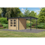 Gartenhaus-Set 'Komet 3,5 A' Fichtenholz naturbelassen / anthrazit mit Anbaudach 2,35 m breit 454,5 x 209 x 242,5 cm