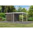 Gartenhaus-Set 'Komet 3,5 B' Fichtenholz terragrau / weiß mit Anbaudach 2,35 m breit 454,5 x 209 x 242,5 cm