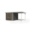 Gartenhaus-Set 'Komet 3,5 B' Fichtenholz terragrau / weiß mit Anbaudach 2,35 m breit 454,5 x 209 x 242,5 cm