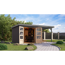 Gartenhaus-Set 'Komet 3,5 B' Fichtenholz terragrau / graualuminium mit Anbaudach 2,35 m breit 454,5 x 209 x 242,5 cm