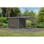 Gartenhaus-Set 'Komet 3,5 B' Fichtenholz terragrau / graualuminium mit Anbaudach 2,35 m breit 454,5 x 209 x 242,5 cm