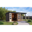 Gartenhaus-Set 'Komet 3,5 B' Fichtenholz terragrau / anthrazit mit Anbaudach 2,35 m breit 454,5 x 209 x 242,5 cm