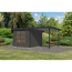 Gartenhaus-Set 'Komet 3,5 B' Fichtenholz terragrau / anthrazit mit Anbaudach 2,35 m breit 454,5 x 209 x 242,5 cm