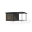 Gartenhaus-Set 'Komet 3,5 B' Fichtenholz terragrau / anthrazit mit Anbaudach 2,35 m breit 454,5 x 209 x 242,5 cm