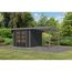 Gartenhaus-Set 'Komet 3,5 C' Fichtenholz anthrazit / graualuminium mit Anbaudach 2,35 m breit 454,5 x 209 x 242,5 cm