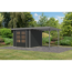 Gartenhaus-Set 'Komet 3,5 C' Fichtenholz anthrazit / graualuminium mit Anbaudach 2,35 m breit 454,5 x 209 x 242,5 cm