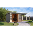 Gartenhaus-Set 'Komet 3,5 D' Fichtenholz wassergrau / graualuminium mit Anbaudach 2,35 m breit 454,5 x 209 x 242,5 cm