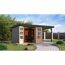 Gartenhaus-Set 'Komet 3,5 D' Fichtenholz wassergrau / anthrazit mit Anbaudach 2,35 m breit 454,5 x 209 x 242,5 cm