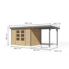 Gartenhaus-Set 'Komet 4 A' Fichtenholz naturbelassen / graualuminium mit Anbaudach 2,35 m breit 514,5 x 209 x 213,5 cm