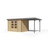 Gartenhaus-Set 'Komet 4 A' Fichtenholz naturbelassen / graualuminium mit Anbaudach 2,35 m breit 514,5 x 209 x 213,5 cm