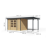 Gartenhaus-Set 'Komet 4 A' Fichtenholz naturbelassen / anthrazit mit Anbaudach 2,35 m breit 514,5 x 209 x 213,5 cm