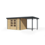 Gartenhaus-Set 'Komet 4 A' Fichtenholz naturbelassen / anthrazit mit Anbaudach 2,35 m breit 514,5 x 209 x 213,5 cm