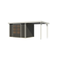 Gartenhaus-Set 'Komet 4 B' Fichtenholz terragrau / weiß mit Anbaudach 2,35 m breit 514,5 x 209 x 213,5 cm