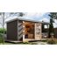 Gartenhaus-Set 'Komet 4 B' Fichtenholz terragrau / graualuminium mit Anbaudach 2,35 m breit 514,5 x 209 x 213,5 cm