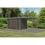 Gartenhaus-Set 'Komet 4 B' Fichtenholz terragrau / graualuminium mit Anbaudach 2,35 m breit 514,5 x 209 x 213,5 cm