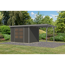 Gartenhaus-Set 'Komet 4 B' Fichtenholz terragrau / graualuminium mit Anbaudach 2,35 m breit 514,5 x 209 x 213,5 cm