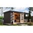 Gartenhaus-Set 'Komet 4 B' Fichtenholz terragrau / anthrazit mit Anbaudach 2,35 m breit 514,5 x 209 x 213,5 cm