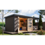 Gartenhaus-Set 'Komet 4 B' Fichtenholz terragrau / anthrazit mit Anbaudach 2,35 m breit 514,5 x 209 x 213,5 cm