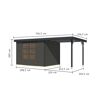 Gartenhaus-Set 'Komet 4 B' Fichtenholz terragrau / anthrazit mit Anbaudach 2,35 m breit 514,5 x 209 x 213,5 cm