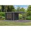 Gartenhaus-Set 'Komet 4 C' Fichtenholz anthrazit / graualuminium mit Anbaudach 2,35 m breit 514,5 x 209 x 213,5 cm