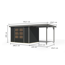 Gartenhaus-Set 'Komet 4 C' Fichtenholz anthrazit / graualuminium mit Anbaudach 2,35 m breit 514,5 x 209 x 213,5 cm