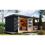 Gartenhaus-Set 'Komet 4 C' Fichtenholz anthrazit / anthrazit mit Anbaudach 2,35 m breit 514,5 x 209 x 213,5 cm