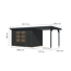 Gartenhaus-Set 'Komet 4 C' Fichtenholz anthrazit / anthrazit mit Anbaudach 2,35 m breit 514,5 x 209 x 213,5 cm