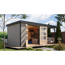 Gartenhaus-Set 'Komet 4 D' Fichtenholz wassergrau / anthrazit mit Anbaudach 2,35 m breit 514,5 x 209 x 213,5 cm