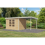 Gartenhaus-Set 'Komet 5 A' Fichtenholz naturbelassen / weiß mit Anbaudach 2,35 m breit 514,5 x 209 x 242,5 cm