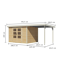 Gartenhaus-Set 'Komet 5 A' Fichtenholz naturbelassen / weiß mit Anbaudach 2,35 m breit 514,5 x 209 x 242,5 cm