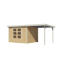 Gartenhaus-Set 'Komet 5 A' Fichtenholz naturbelassen / weiß mit Anbaudach 2,35 m breit 514,5 x 209 x 242,5 cm