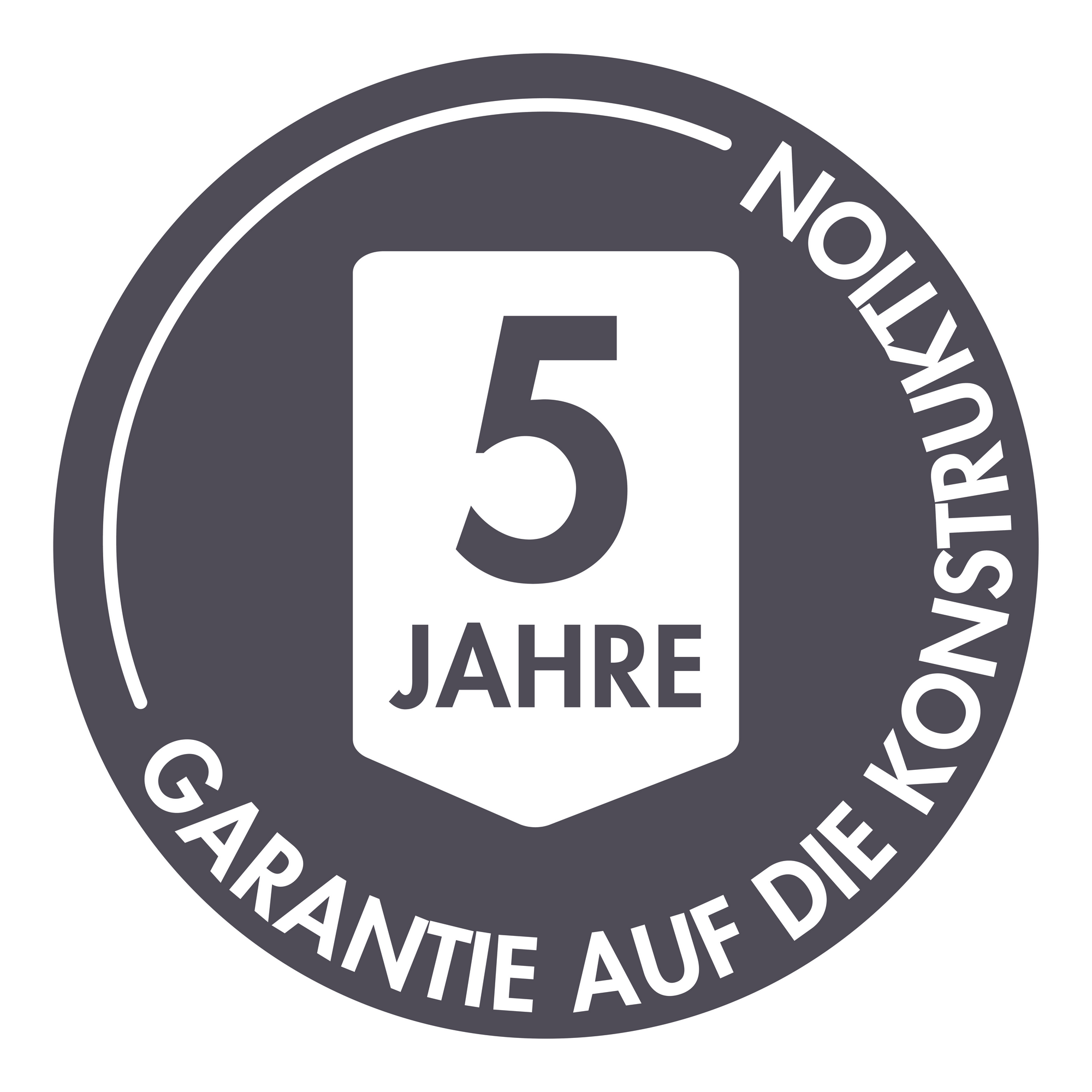 5 Jahre Garantie auf die Konstruktion