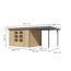 Gartenhaus-Set 'Komet 5 A' Fichtenholz naturbelassen / graualuminium mit Anbaudach 2,35 m breit 514,5 x 209 x 242,5 cm