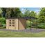 Gartenhaus-Set 'Komet 5 A' Fichtenholz naturbelassen / anthrazit mit Anbaudach 2,35 m breit 514,5 x 209 x 242,5 cm