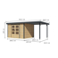 Gartenhaus-Set 'Komet 5 A' Fichtenholz naturbelassen / anthrazit mit Anbaudach 2,35 m breit 514,5 x 209 x 242,5 cm