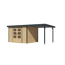 Gartenhaus-Set 'Komet 5 A' Fichtenholz naturbelassen / anthrazit mit Anbaudach 2,35 m breit 514,5 x 209 x 242,5 cm