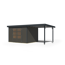 Gartenhaus-Set 'Komet 5 B' Fichtenholz terragrau / anthrazit mit Anbaudach 2,35 m breit 514,5 x 209 x 242,5 cm