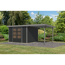 Gartenhaus-Set 'Komet 5 C' Fichtenholz anthrazit / graualuminium mit Anbaudach 2,35 m breit 514,5 x 209 x 242,5 cm
