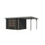 Gartenhaus-Set 'Komet 5 C' Fichtenholz anthrazit / graualuminium mit Anbaudach 2,35 m breit 514,5 x 209 x 242,5 cm