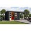 Gartenhaus-Set 'Komet 5 C' Fichtenholz anthrazit / graualuminium mit Anbaudach 2,35 m breit 514,5 x 209 x 242,5 cm