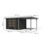 Gartenhaus-Set 'Komet 5 C' Fichtenholz anthrazit / graualuminium mit Anbaudach 2,35 m breit 514,5 x 209 x 242,5 cm