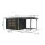 Gartenhaus-Set 'Komet 5 C' Fichtenholz anthrazit / graualuminium mit Anbaudach 2,35 m breit 514,5 x 209 x 242,5 cm
