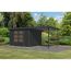 Gartenhaus-Set 'Komet 5 C' Fichtenholz anthrazit / anthrazit mit Anbaudach 2,35 m breit 514,5 x 209 x 242,5 cm