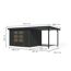 Gartenhaus-Set 'Komet 5 C' Fichtenholz anthrazit / anthrazit mit Anbaudach 2,35 m breit 514,5 x 209 x 242,5 cm