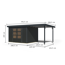 Gartenhaus-Set 'Komet 5 C' Fichtenholz anthrazit / anthrazit mit Anbaudach 2,35 m breit 514,5 x 209 x 242,5 cm