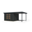 Gartenhaus-Set 'Komet 5 C' Fichtenholz anthrazit / anthrazit mit Anbaudach 2,35 m breit 514,5 x 209 x 242,5 cm